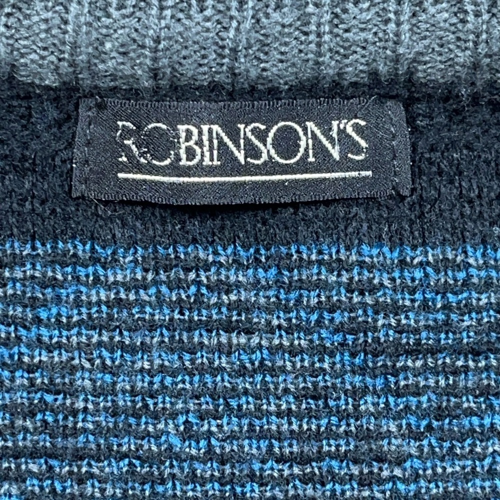 Vintage Cardigan Sweater Men Large Blue Grandpa Cosby Geometric Acrylic 90s Golf - Picture 3 of 9